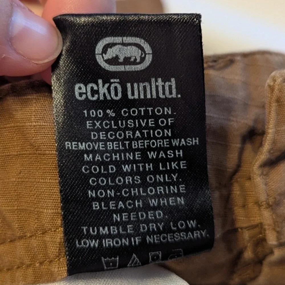 Ecko Unltd Mens Brown‎ Ripstop Cargo Shorts Size 32 Streetwear Utility Y2K Rhino